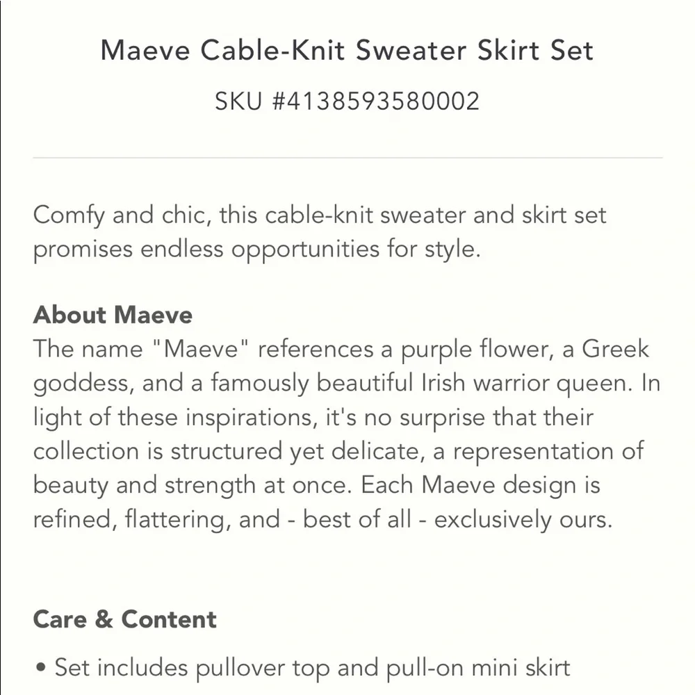 NWT Maeve Anthropologie Cable Knit Sweater Top/Skirt Set Sz Medium - Picture 10 of 11